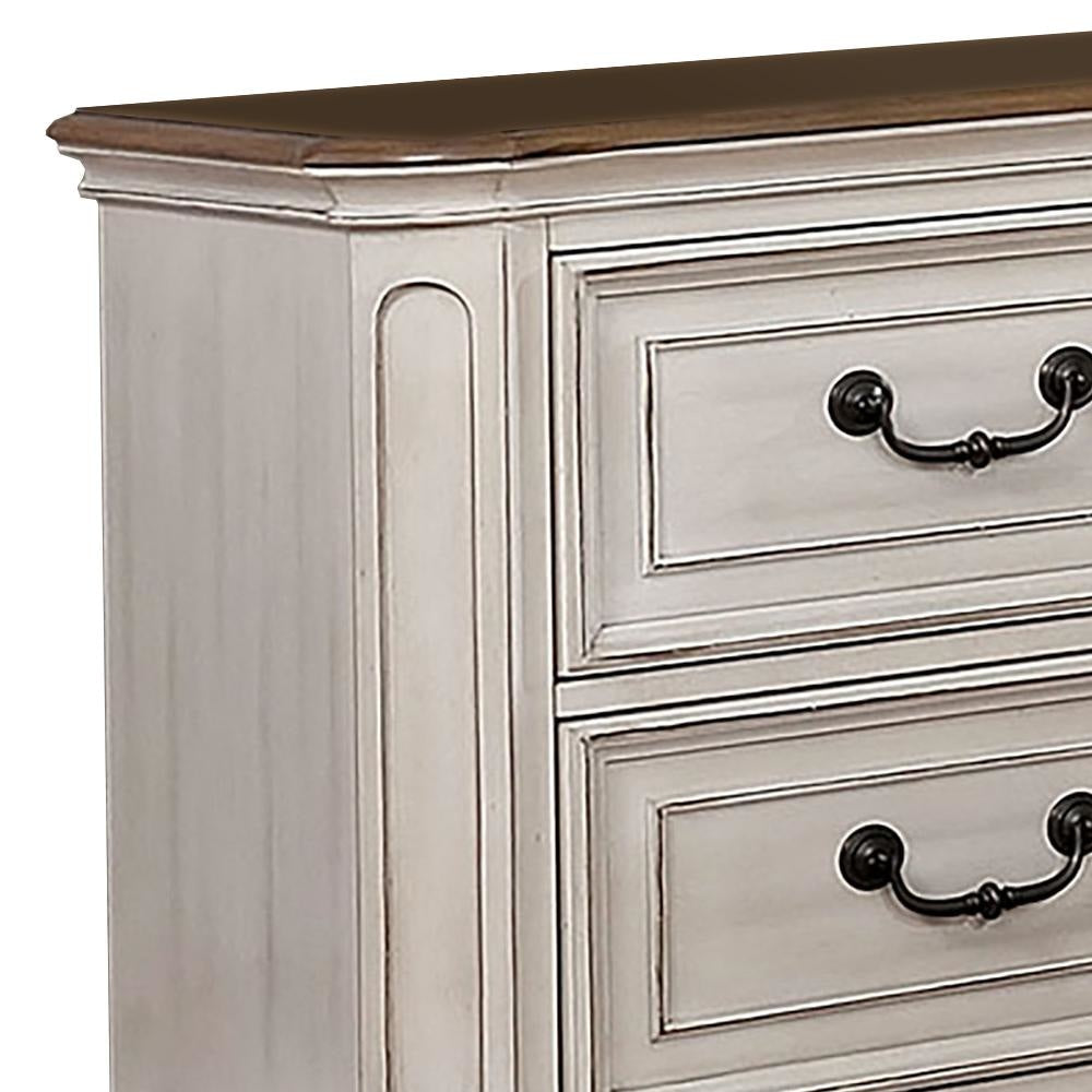 Transitional Wooden Nightstand with 2 Drawers and Bracket Legs White - BM203252 By Casagear Home BM203252