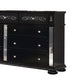 Wooden 9 Drawer Dresser with Mirror Inset and Bun Feet,Black and Clear By Casagear Home BM203257