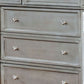 Wooden 9 Drawer Dresser with Mirror Inset and Bun Feet Gray and Clear By Casagear Home BM203258