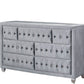 Fabric Upholstered 7 Drawer Wooden Dresser with Tufting Details Gray By Casagear Home BM203276