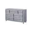 Fabric Upholstered 7 Drawer Wooden Dresser with Tufting Details, Gray By Casagear Home