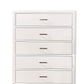 Modern Style Wooden Chest with 5 Drawers and Tapered Legs, White - BM203278 By Casagear Home