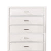 Modern Style Wooden Chest with 5 Drawers and Tapered Legs, White - BM203278 By Casagear Home