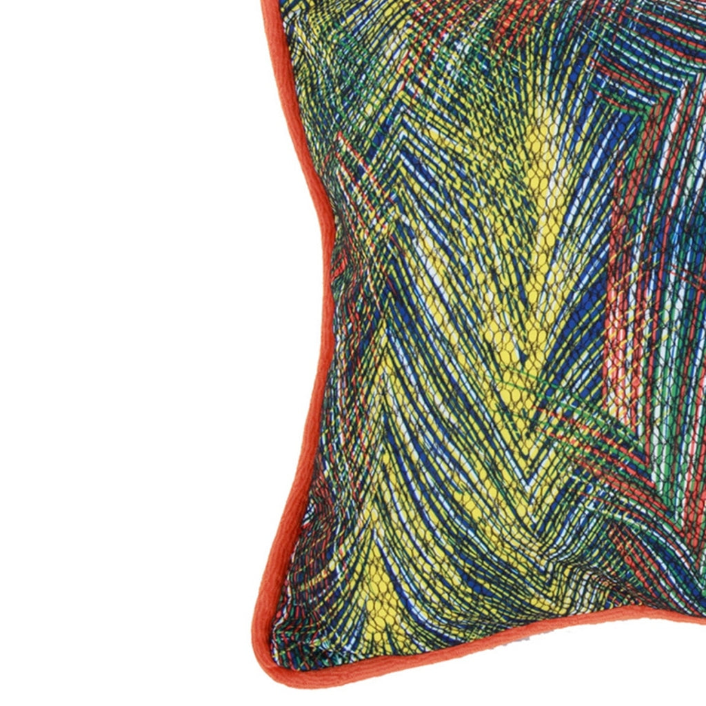 20 X 14 Inch Fabric Pillow with Abstract Art Details Multicolor By Casagear Home BM203508