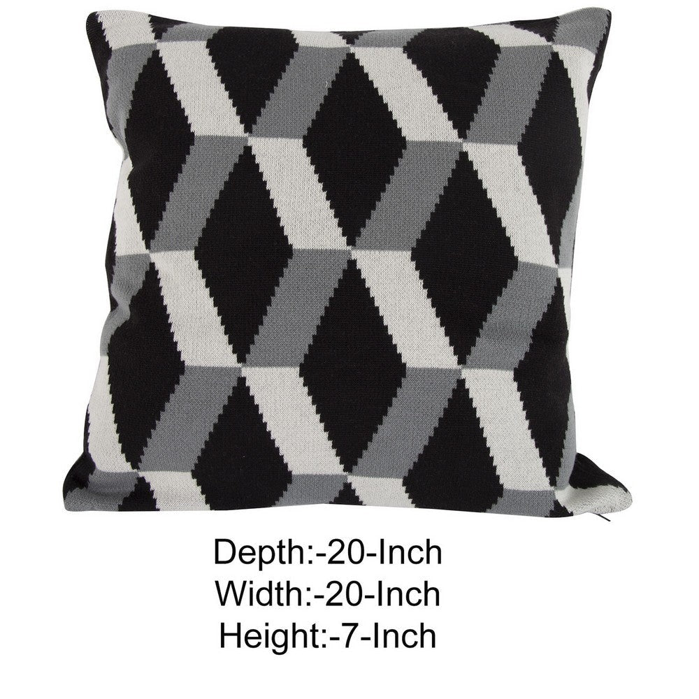 20 x 20 Inch Cashmere Pillow with Zig Zag Pattern Set of 2 Black and Gray - BM203517 By Casagear Home BM203517