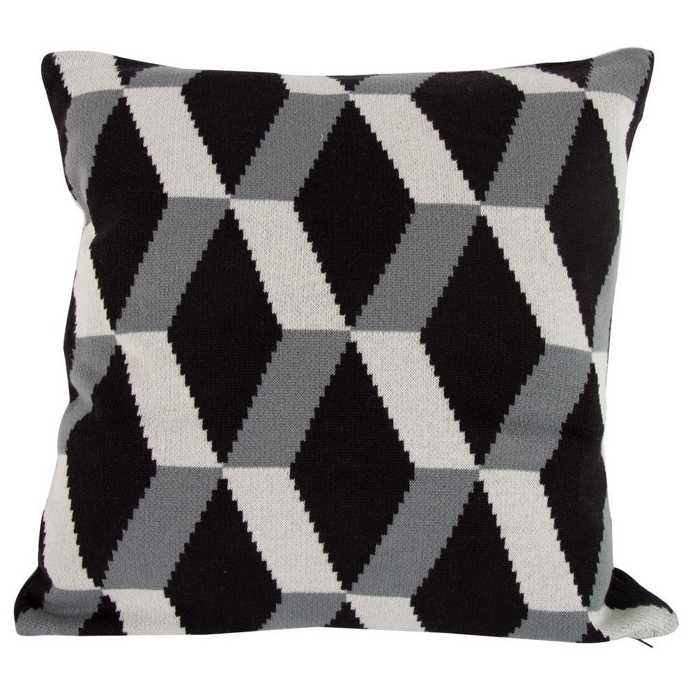 20 x 20 Inch Cashmere Pillow with Zig Zag Pattern Set of 2 Black and Gray - BM203517 By Casagear Home BM203517