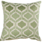 20 X 18 Inch Cotton Pillow with Fretwork Embroidery, Green and White By Casagear Home