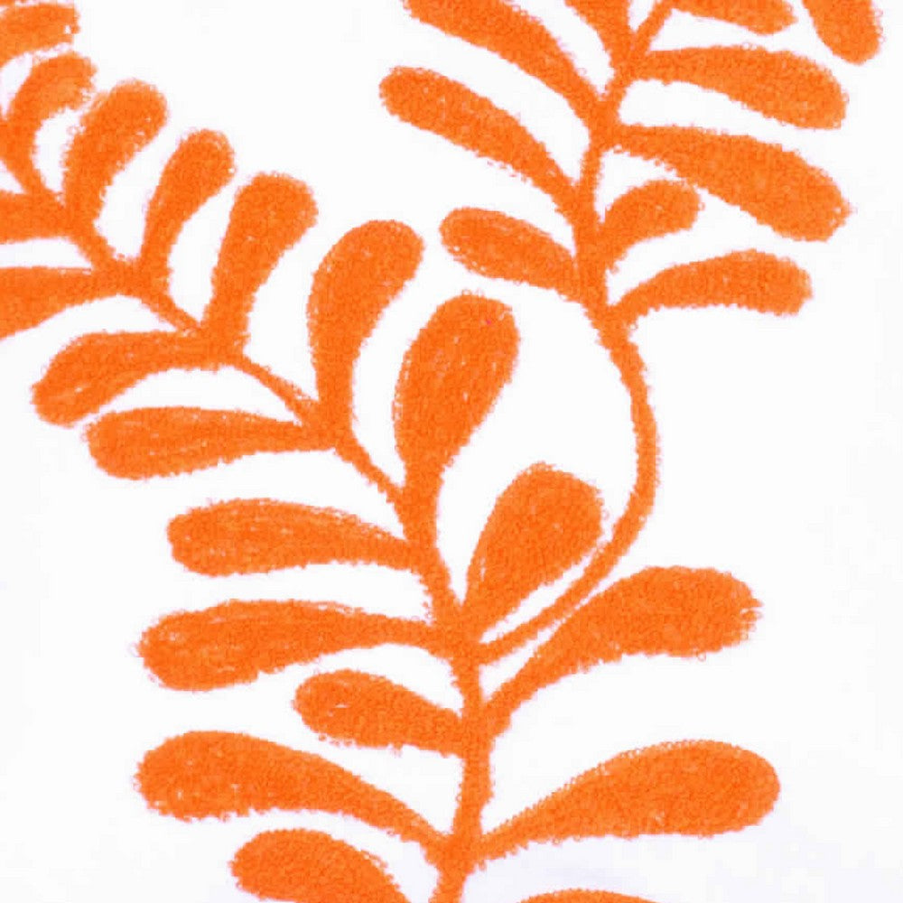 18 X 18 Inch Cotton Pillow with Sprig Pattern Embroidery Orange By Casagear Home BM203555