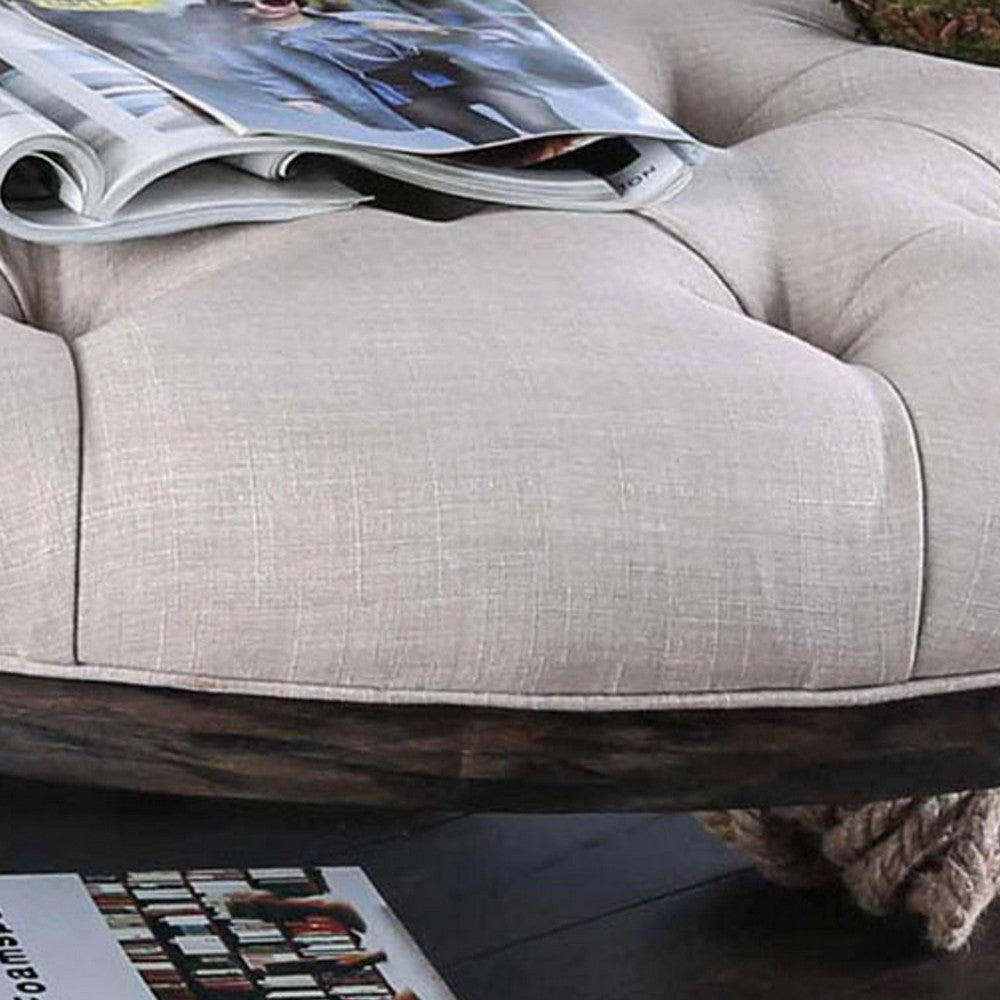 Wooden Coffee Table with Padded Top and Bottom Shelf Brown and Beige By Casagear Home BM203957