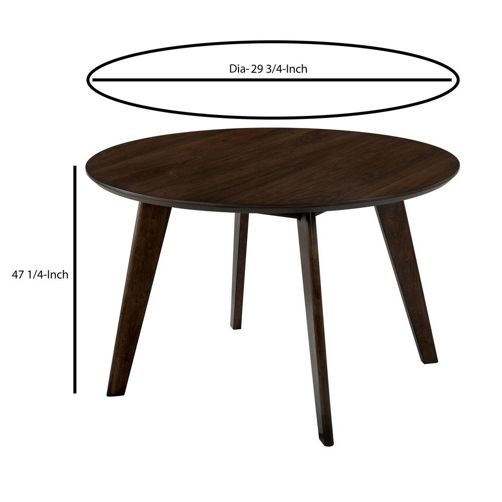 Round Wooden Dining Table with Fin Style Leg Support Walnut Brown By Casagear Home BM203976