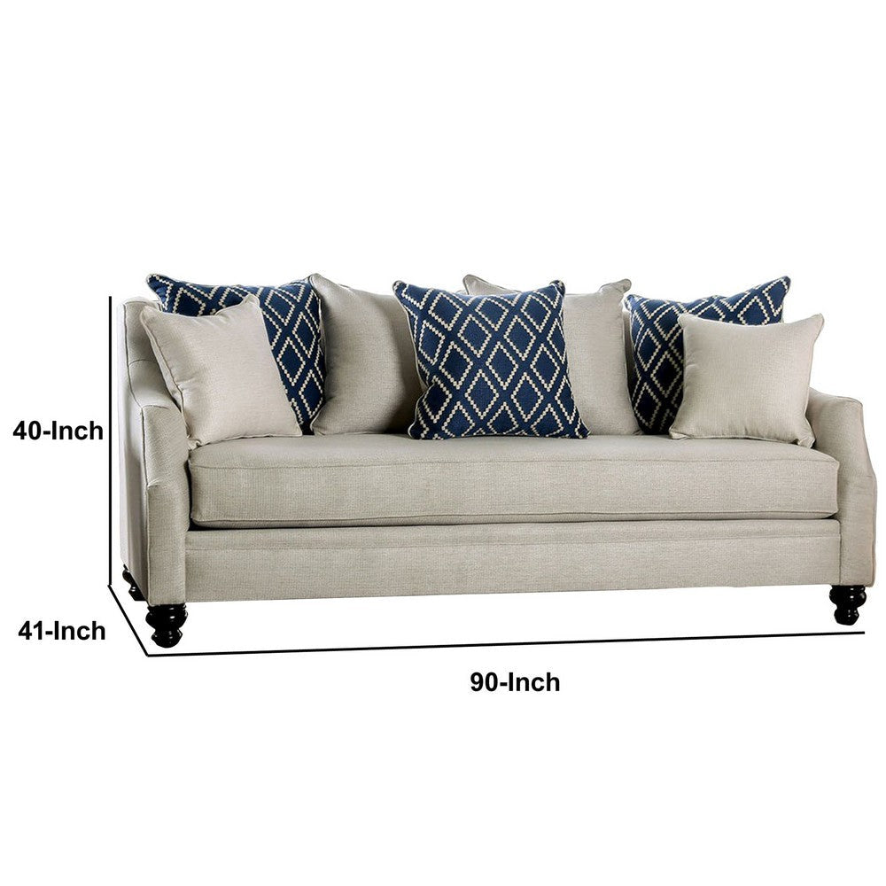 Fabric Upholstered Wooden Sofa with Tufted Details White By Casagear Home BM204018