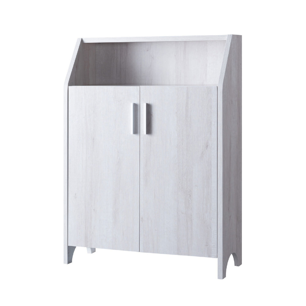 2 Door Wooden Shoe Cabinet with Top Shelf Storage White by Casagear Home BM204140