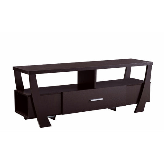 Modern Style TV Stand with 2 Open Shelves and 2 Side Shelves, Brown by Casagear Home