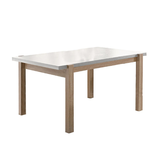 Rectangular Wooden Dining Table with Straight Legs, White and Brown by Casagear Home