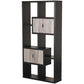 Wooden Bookcase with 4 Doors and 6 Shelves Black and Distressed Gray by Casagear Home BM204164