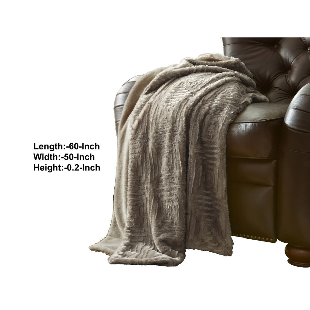 Treviso Faux Fur Throw with Fret Pattern The Urban Port Beige By Casagear Home BM204286