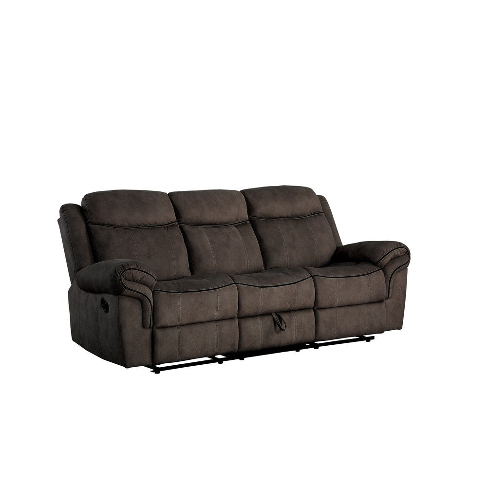 87 Inch 3 Seater Reclining Sofa, Velvet, Espresso Brown By Casagear Home