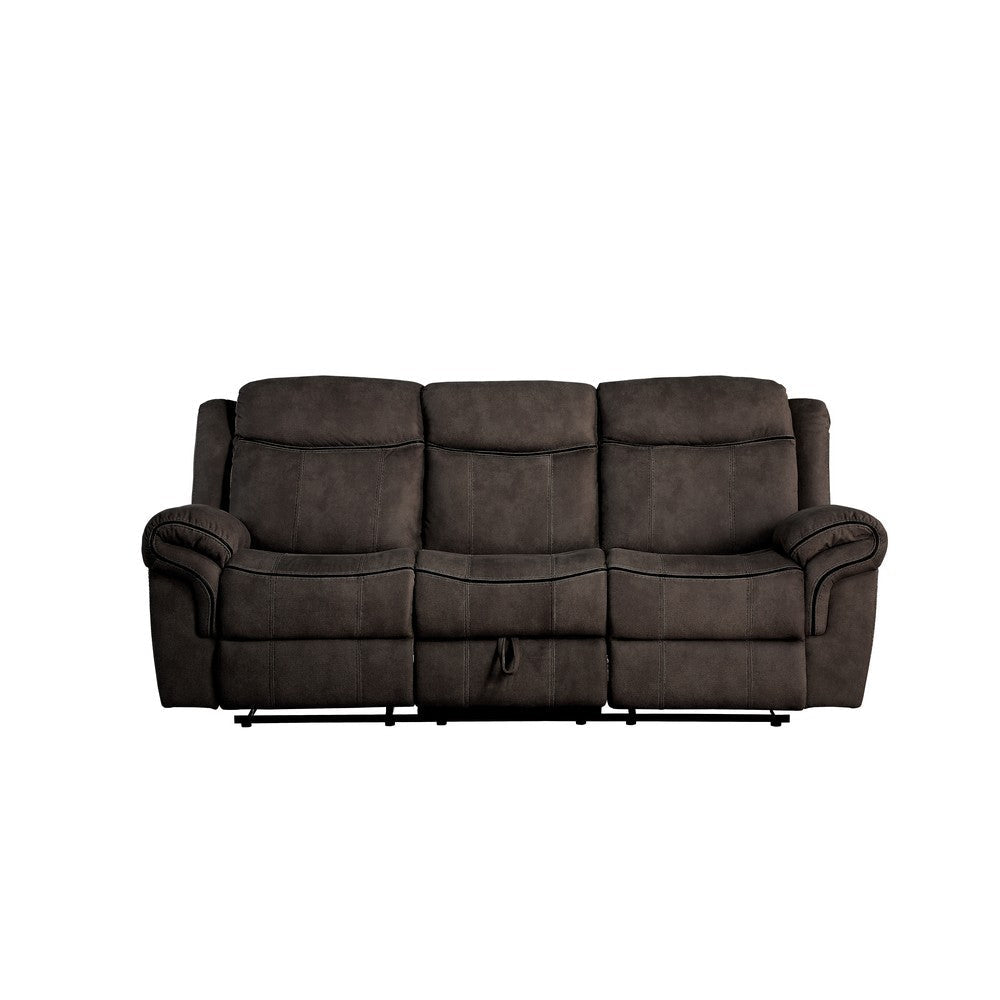 87 Inch 3 Seater Reclining Sofa Velvet Espresso Brown By Casagear Home BM204388