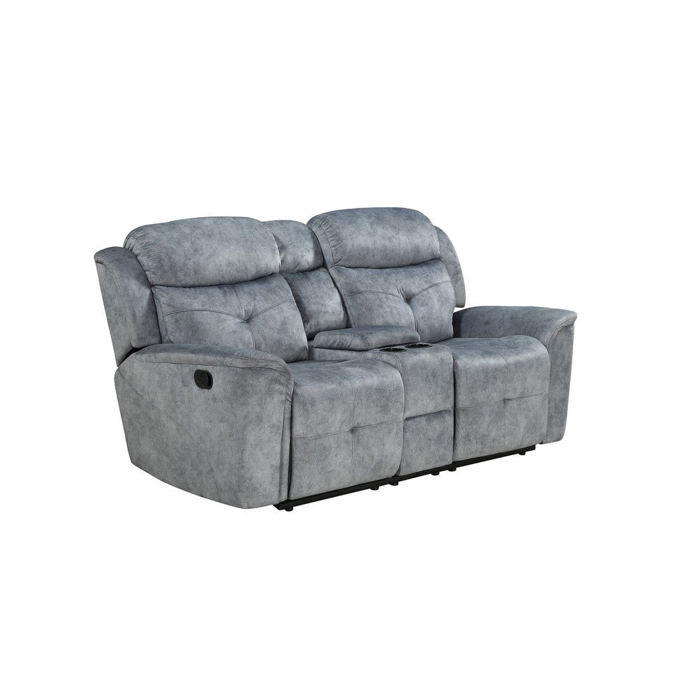 Fabric Upholstered Recliner Loveseat with USB Charging Docks, Gray By Casagear Home