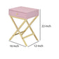 Wood and Metal Side Table with Crossed Base Pink and Gold By Casagear Home BM204494