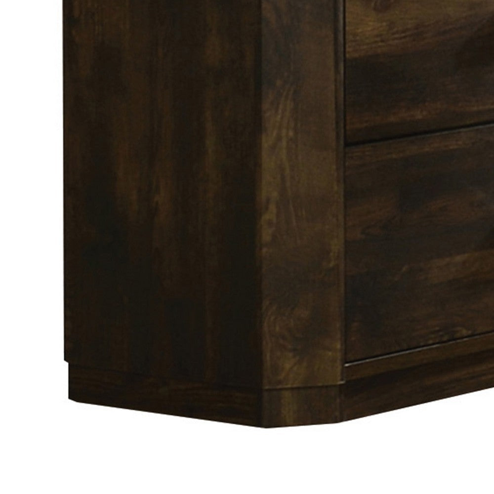 Transitional Style 6 Drawer Wooden Dresser with Plinth Base Brown By Casagear Home BM204559