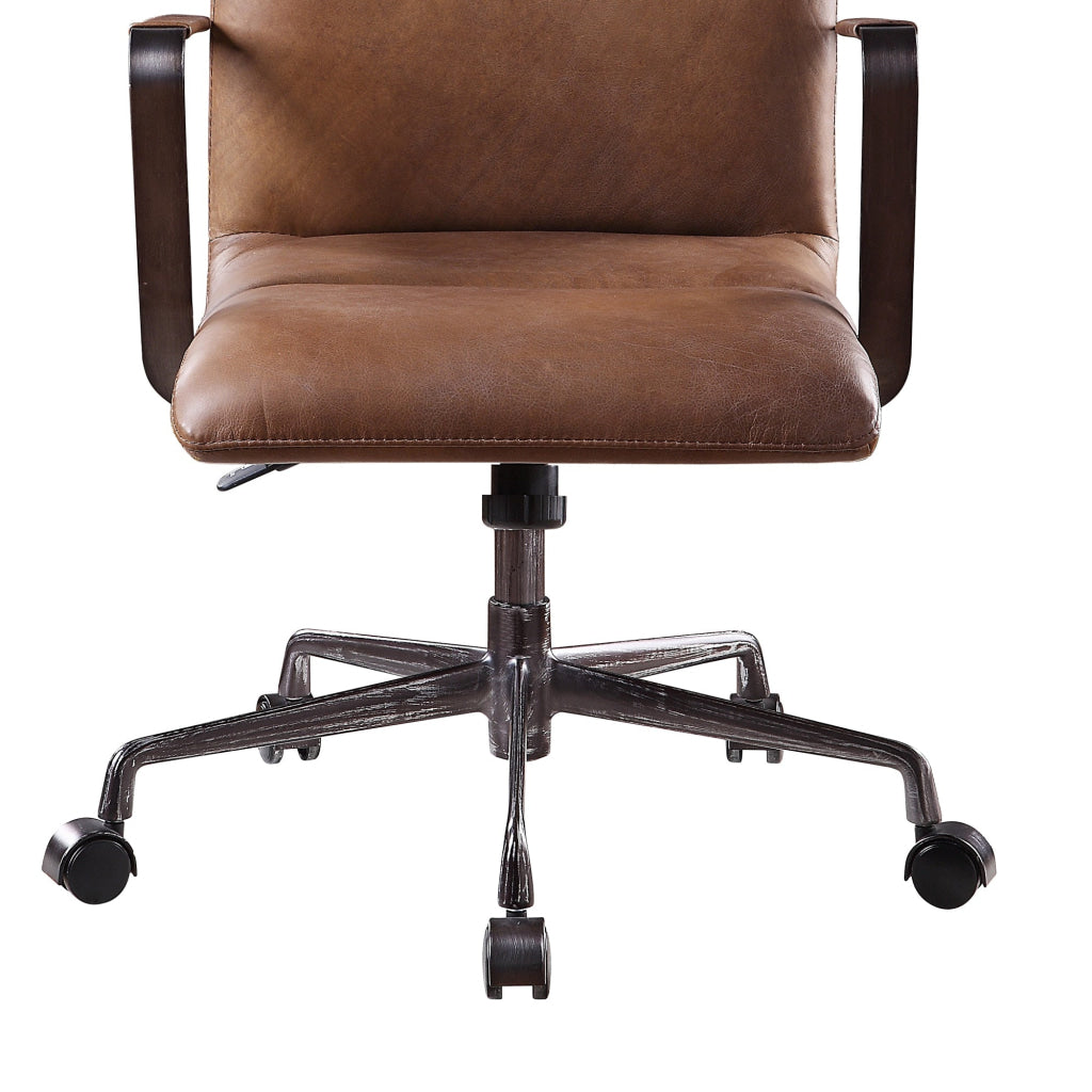 5 Star Base Faux Leather Upholstered Wooden Office Chair Brown - BM204585 By Casagear Home BM204585