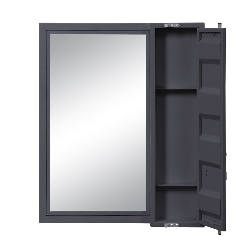 Industrial Style Metal Vanity Mirror with Recessed Door Storage Gray - BM204615 By Casagear Home BM204615