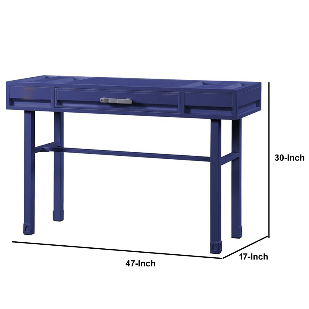 Industrial Style Metal and Wood 1 Drawer Vanity Desk Blue - BM204624 By Casagear Home BM204624