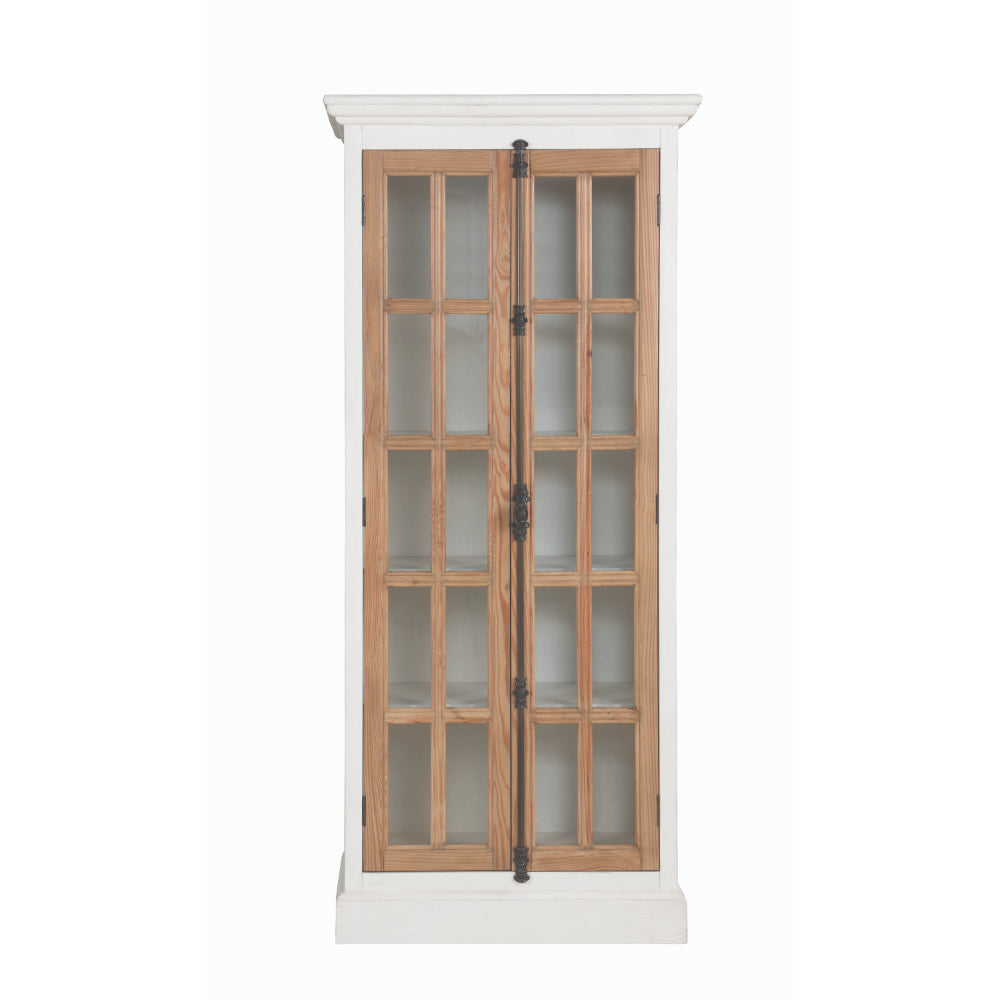 Wood and Glass Curio Cabinet with 5 Shelves Brown and Clear By Casagear Home BM204893