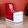 Sneaker Shoe Shaped Wooden Chair with Storage, Red and White By Casagear Home