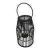 Decorative Drum Shaped Open Cage Bamboo Lantern, Large, Black By Casagear Home