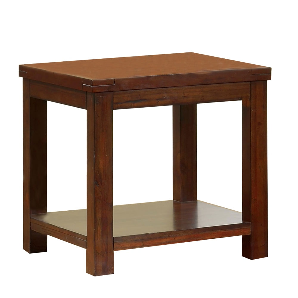 Square Shaped End Table with Open Bottom Shelf Brown - BM205366 By Casagear Home BM205366