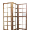 3 Panel Wooden Screen with Square Mirror Inserts Brown and Silver By Casagear Home BM205400