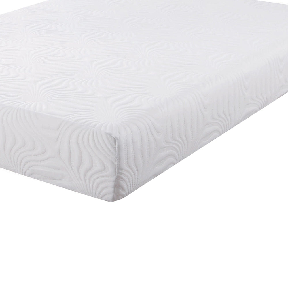 Full Size Mattress with Patterned Fabric Upholstery White - BM205433 By Casagear Home BM205433