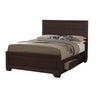 Wooden Queen Size Bed with 4 Spacious Side Rail Drawers, Dark Brown By Casagear Home