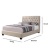 Wooden Queen Size Platform Bed with Deep Button Tufted Headboard Beige By Casagear Home BM205554