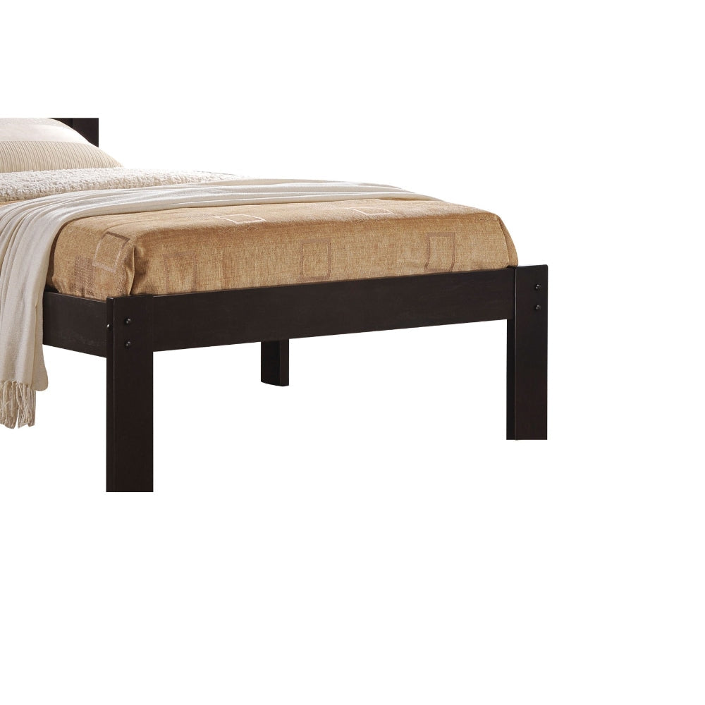 Contemporary Style Wooden Twin Size Bed with Slatted Headboard Brown - BM205567 By Casagear Home BM205567