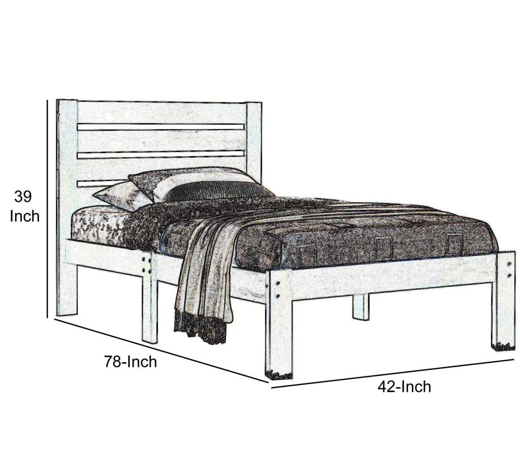 Contemporary Style Wooden Twin Size Bed with Slatted Headboard Brown - BM205567 By Casagear Home BM205567