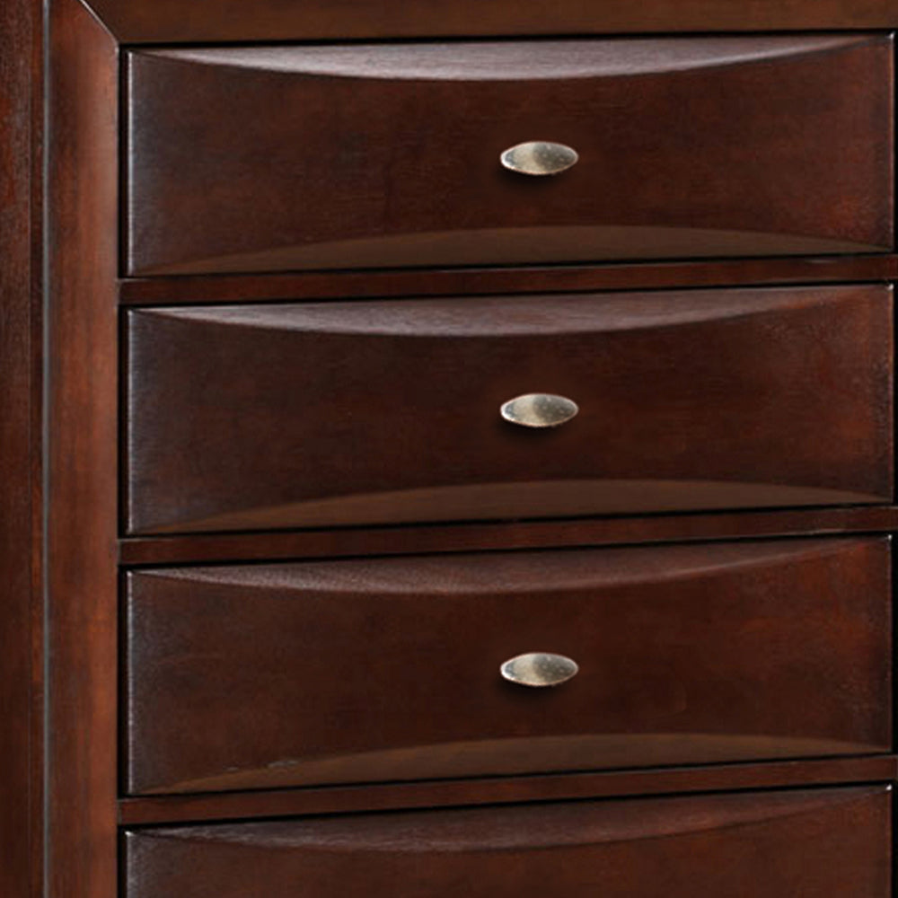 Transitional Wooden Chest with 5 Spacious Beveled Drawers Brown By Casagear Home BM205571