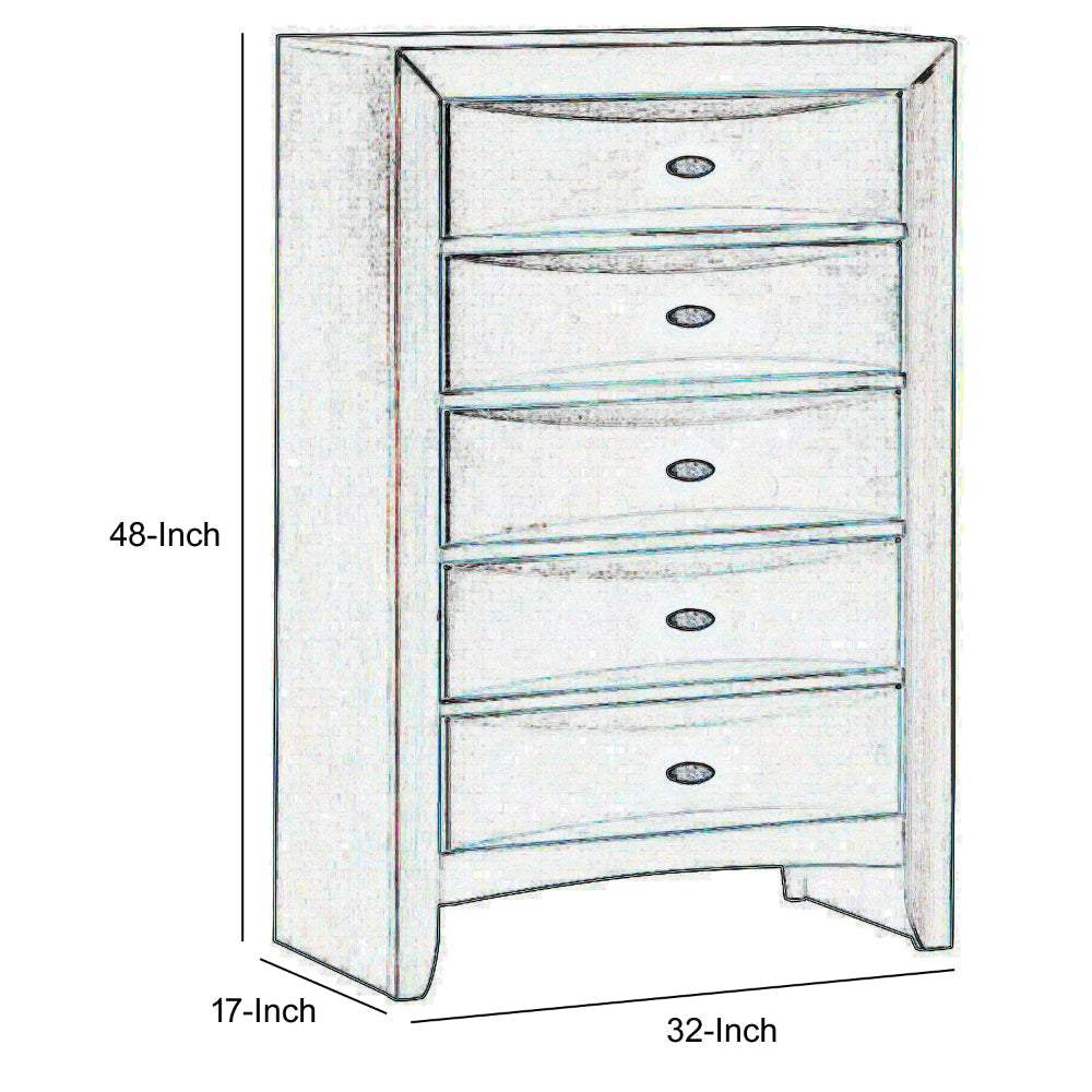 Transitional Wooden Chest with 5 Spacious Beveled Drawers Brown By Casagear Home BM205571