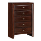 Transitional Wooden Chest with 5 Spacious Beveled Drawers, Brown By Casagear Home