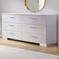 High Gloss Finish Wood and Metal Dresser with 6 Spacious Drawers,White By Casagear Home BM205574