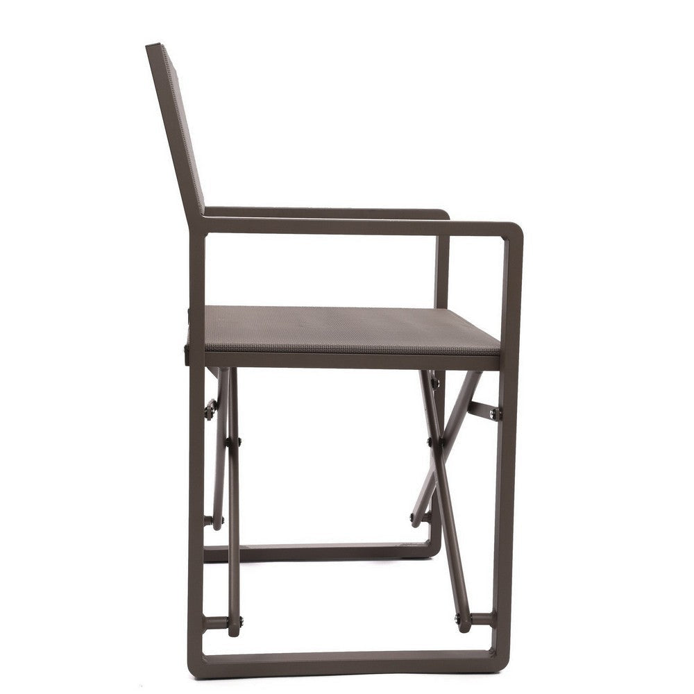 Metal Director Chair with X Shaped Braces Set of 2 Espresso Brown By Casagear Home BM205670