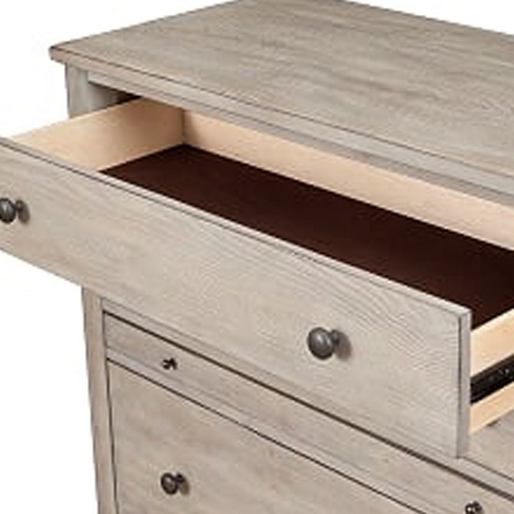 Wooden Chest with 4 Spacious Drawer and 1 Pull Out Tray Gray By Casagear Home BM205701