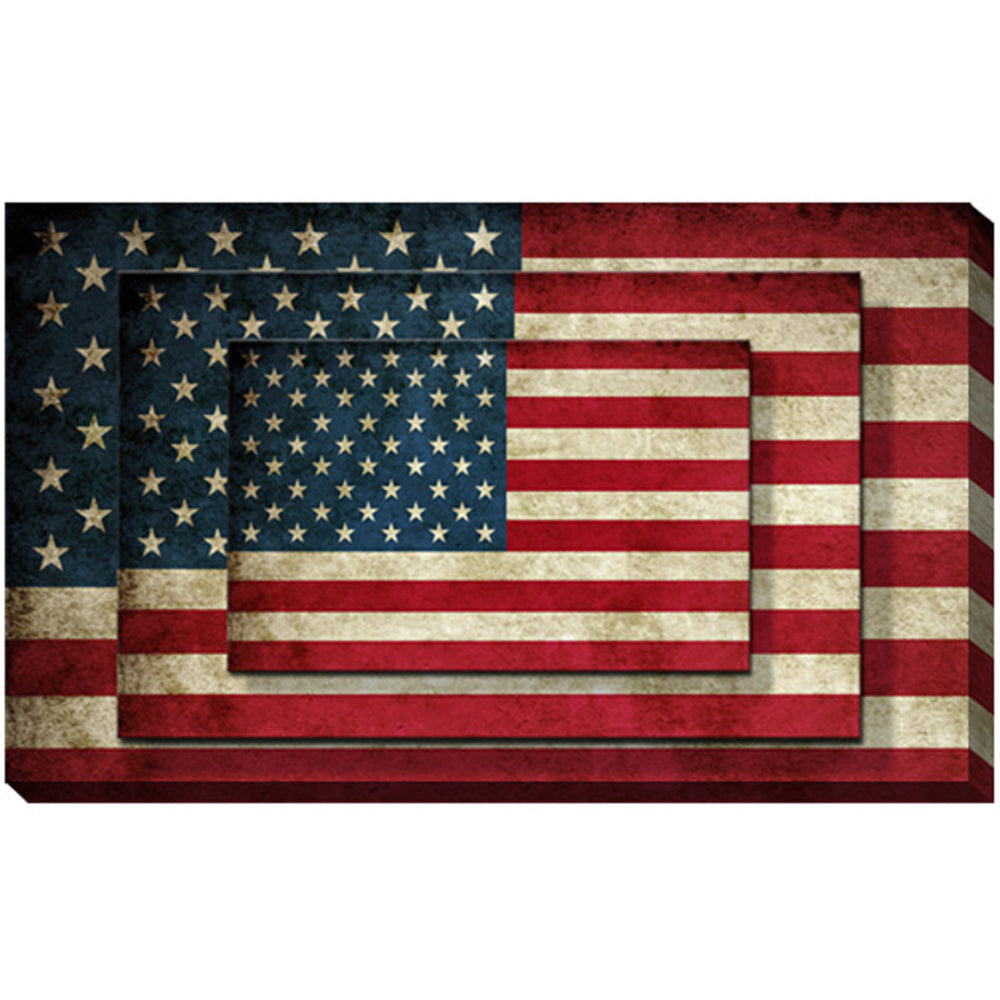 Rectangle 3 Tier Stacked Wall Art with US Flag Print Set of 4 Multicolor - BM205848 By Casagear Home BM205848