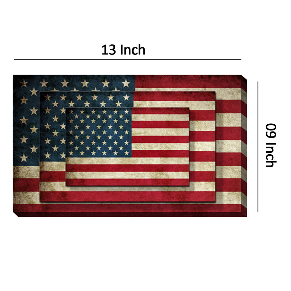 Rectangle 3 Tier Stacked Wall Art with US Flag Print Set of 4 Multicolor - BM205848 By Casagear Home BM205848