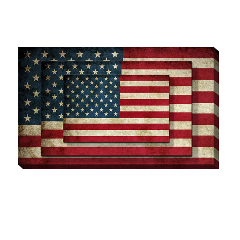 Rectangle 3 Tier Stacked Wall Art with US Flag Print Set of 4 Multicolor - BM205848 By Casagear Home BM205848