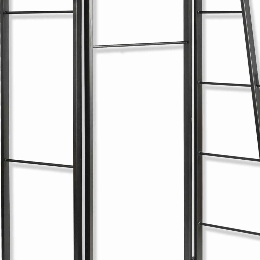 Modern Style 3 Panel Metal Screen with Hooks and Rod Hangings Black - BM205890 By Casagear Home BM205890