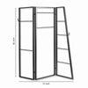 Modern Style 3 Panel Metal Screen with Hooks and Rod Hangings Black - BM205890 By Casagear Home BM205890