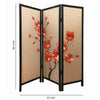 3 Panel Wooden Screen with Hand painted Fabric Design Red and Brown - BM205894 By Casagear Home BM205894